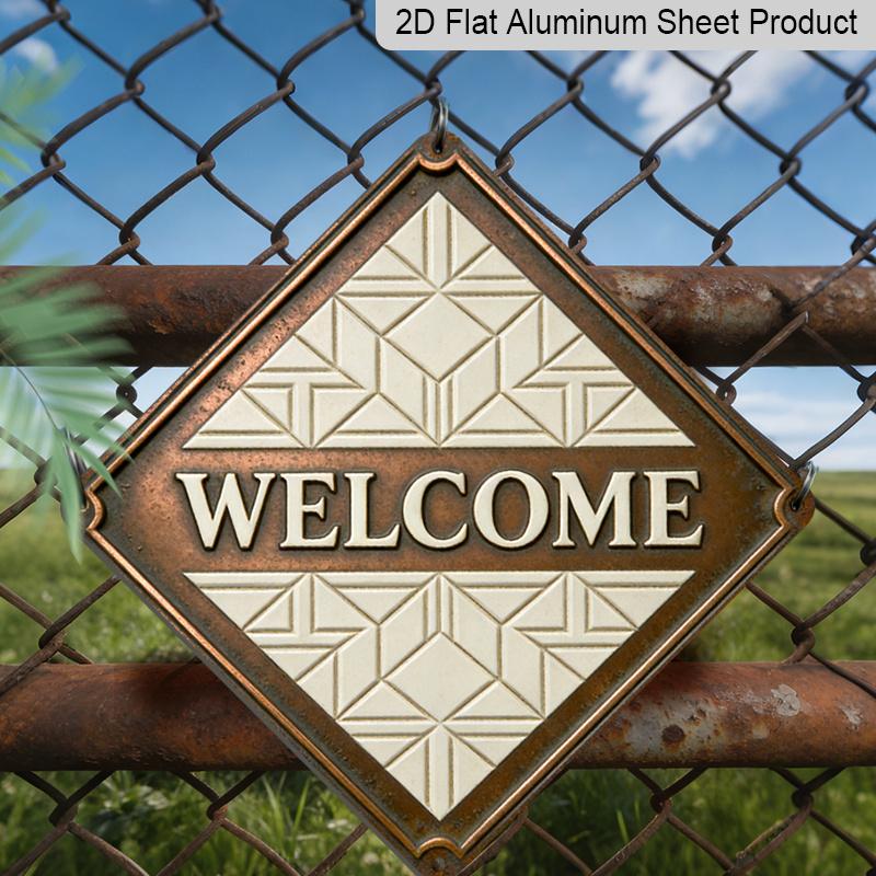 

2D Flat - 1pc, Themed Around Geometric Stitching, Decorative Gift for Colleagues, Vintage Metal Sign, Suitable for Decorating Offices, Reception 20*20cm