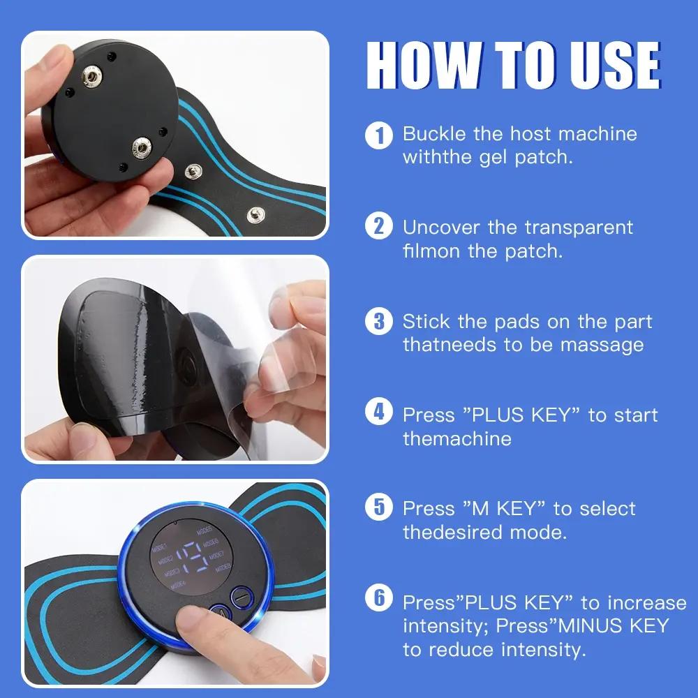 Neck Massager Mini Electric Neck Massage EMS Cervical Back Vertebra Massage Patch 8 Modes 19 Gears Relieve Relax Muscle Fatigue