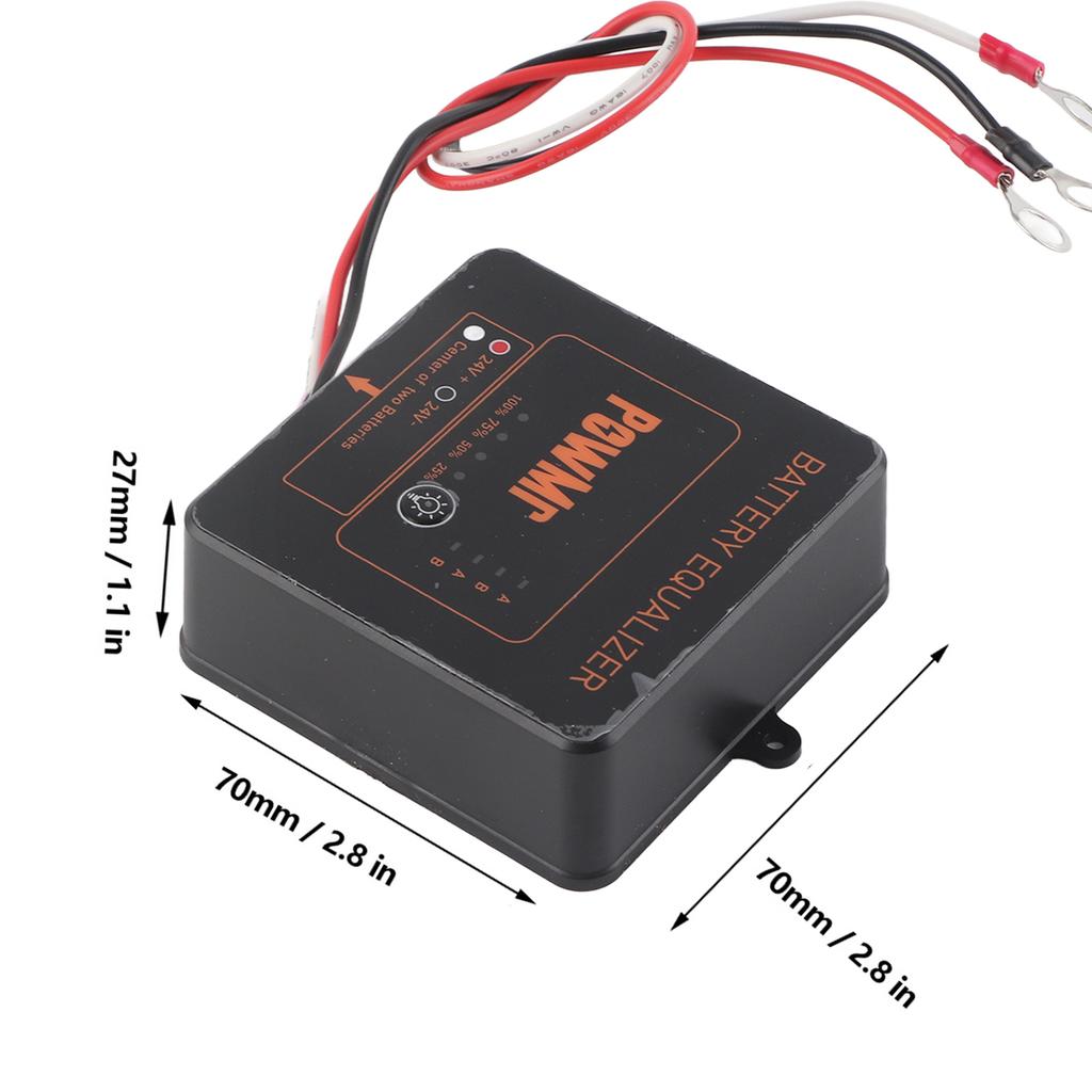 Battery Equalizer Black Solar System Balancer with Reverse Connection Protection 2 X 12V