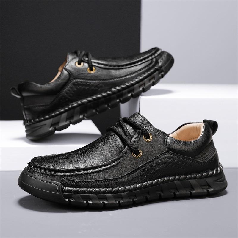 Fashion Fashion Men Sneakers Handmade Sewing Casual Shoes Leather Lace-Up Men Shoes Walking Sneakers Men Moccasins Zapatillas Hombre