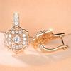 White Zircon Round Stone Trendy Flower Hoop Earrings For Women Vintage Gold Color Ear Buckle Wedding Jewelry Mother's Day Gifts
