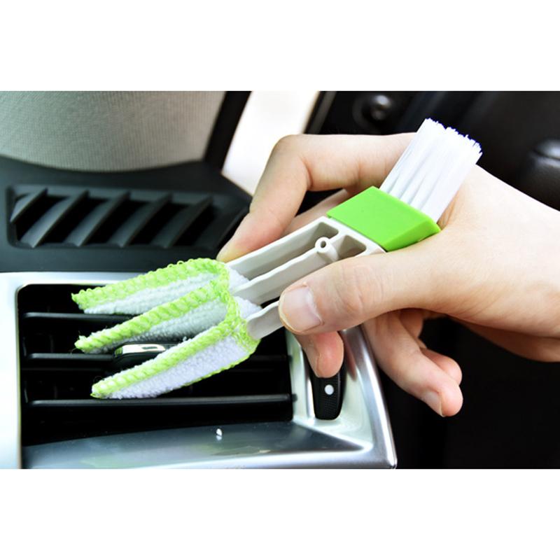 Multifunction Car Air Vent Cleaner Mini Double-end Micro Fiber Vent Duster Removable Cloth Cover Portable Cleaning Brush For Car