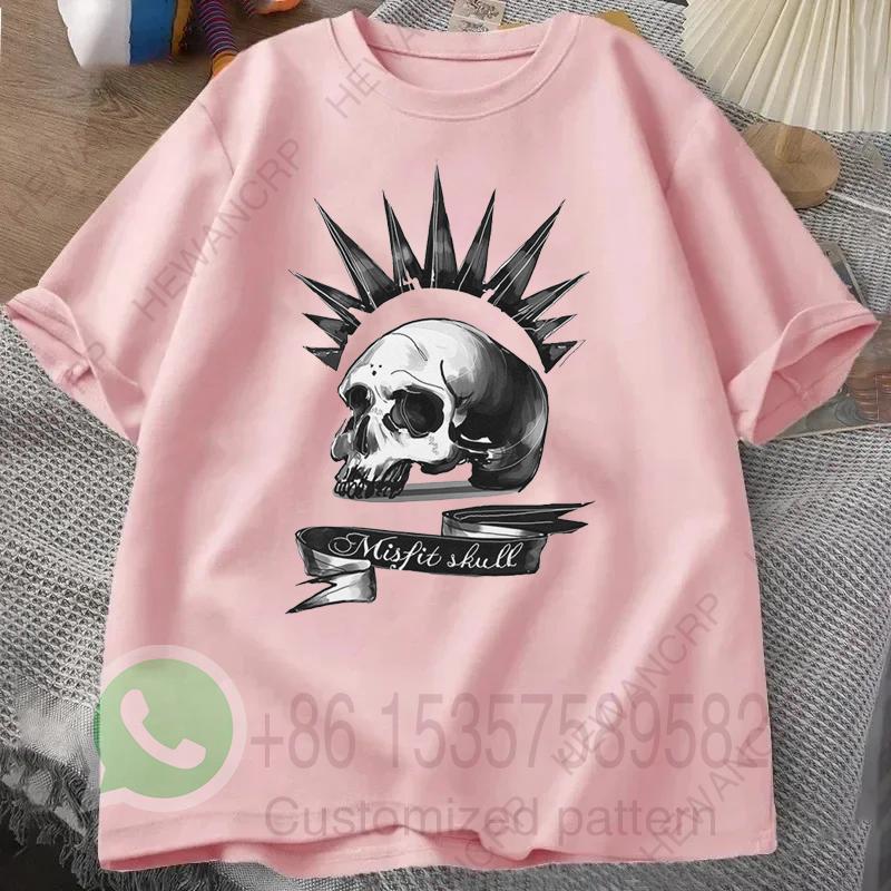 Misfit Skull TShirt Mens Tracksuit Cotton Shortsleeved Tops Crew Neck Pullover Casual Sportswear Harajuku Retro Streetwear