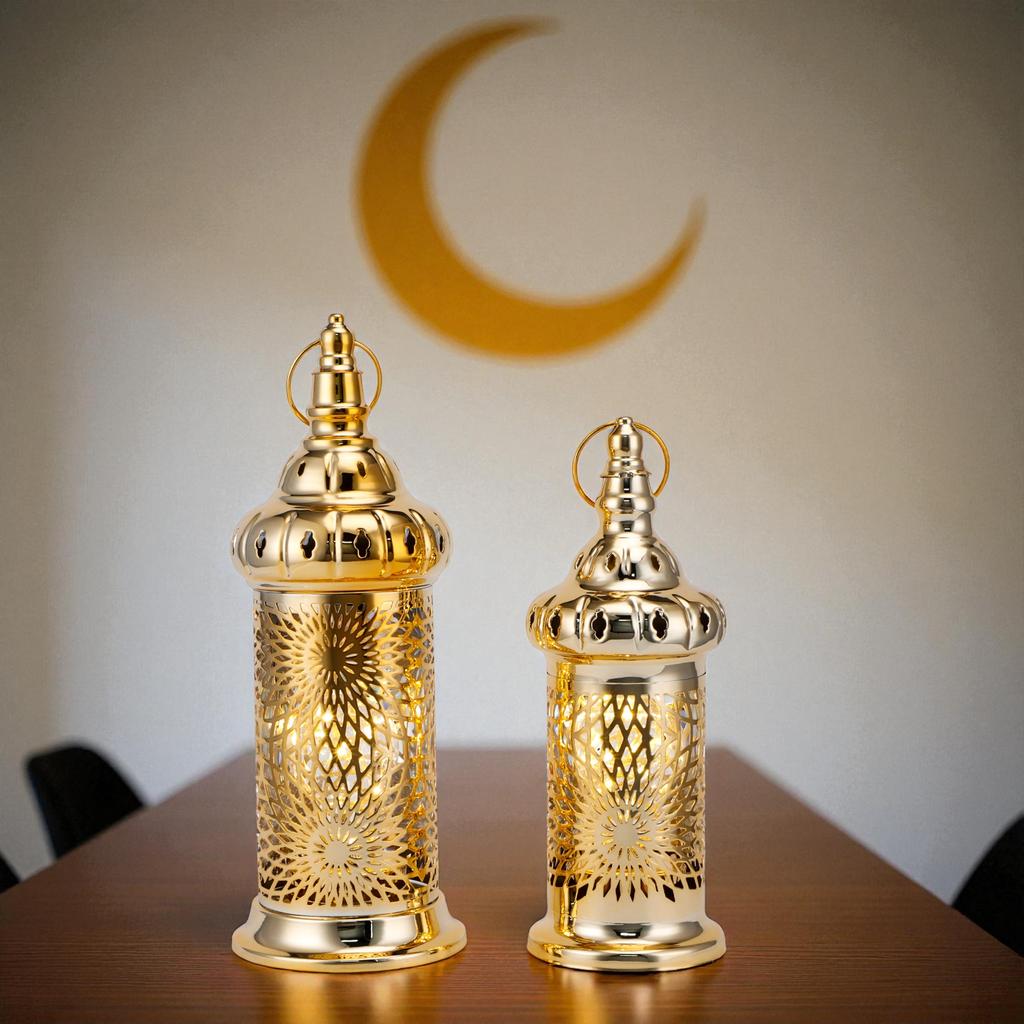2026 Ramadan Decorative Led Lantern Set Hanging Gold Battery Lamp Perfect Festival Gift (EU Stock)