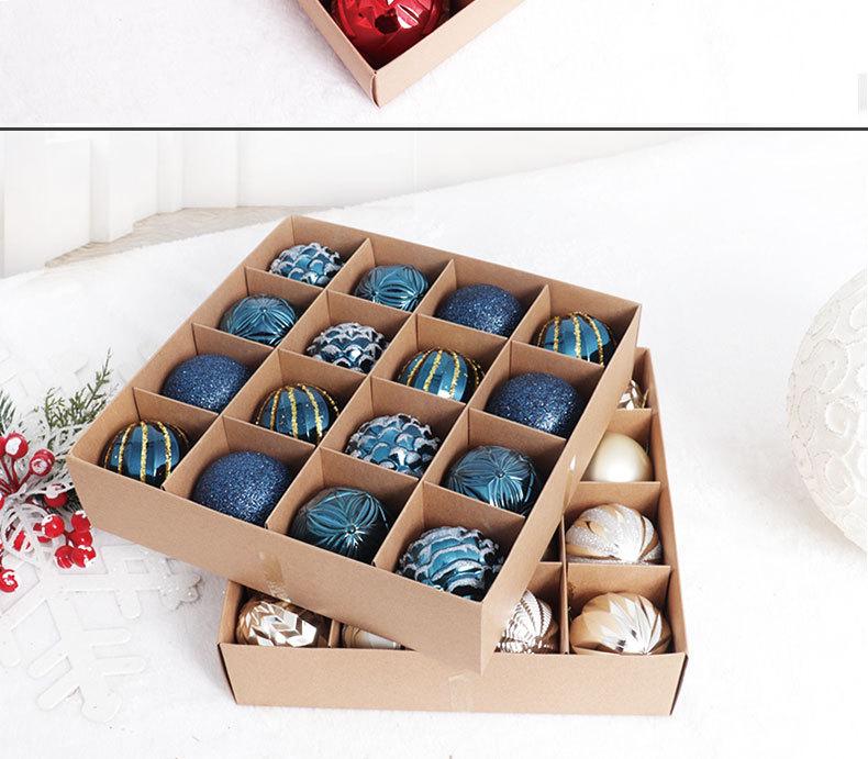 6cm Electroplated Pink Christmas Ball Ornaments - 16 Piece Set with Snowflakes