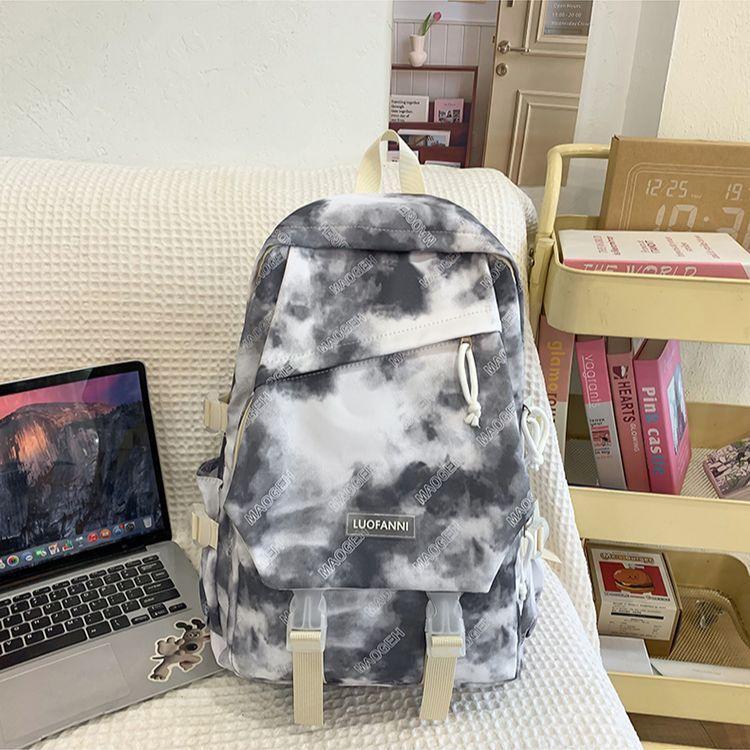 Design Schoolbag Simple Trend Tie-dye Backpack Junior High School High School Students Versatile Large-capacity College Students Korean Version Backp