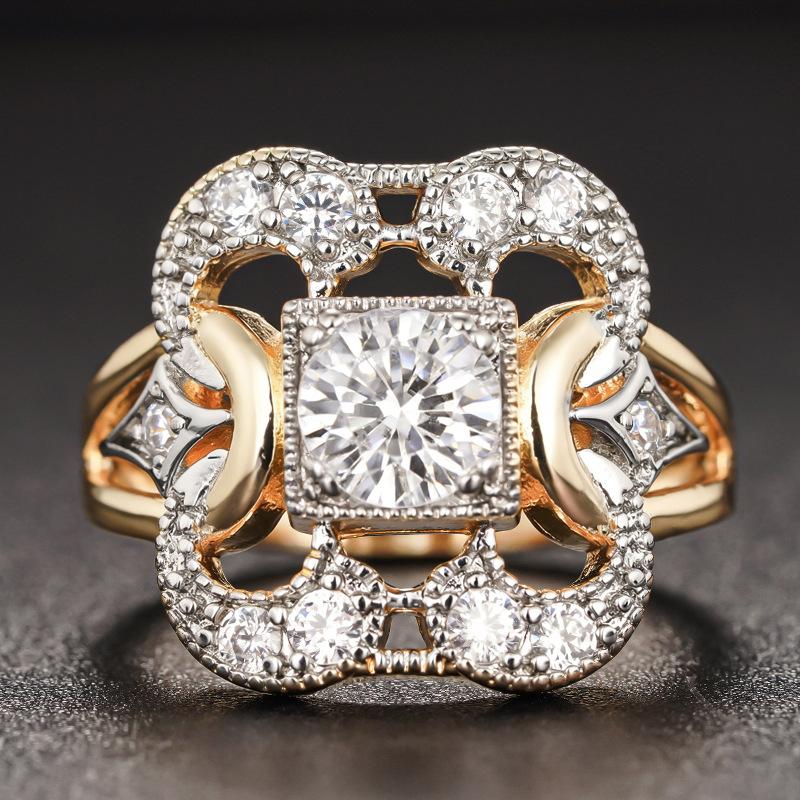 

Palace Style, Niche Design, Zircon Ring, Women s Trendy Two-color Princess, Noble and Sparkling High-end Temperament Zircon 6