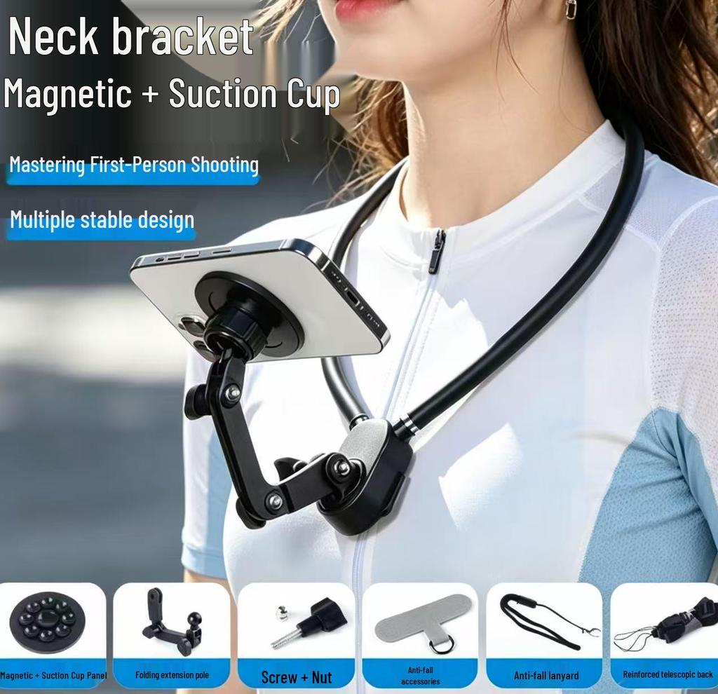Magnetic Neck-Mounted Phone Holder for First-Person View Vlogging & Outdoor Sports