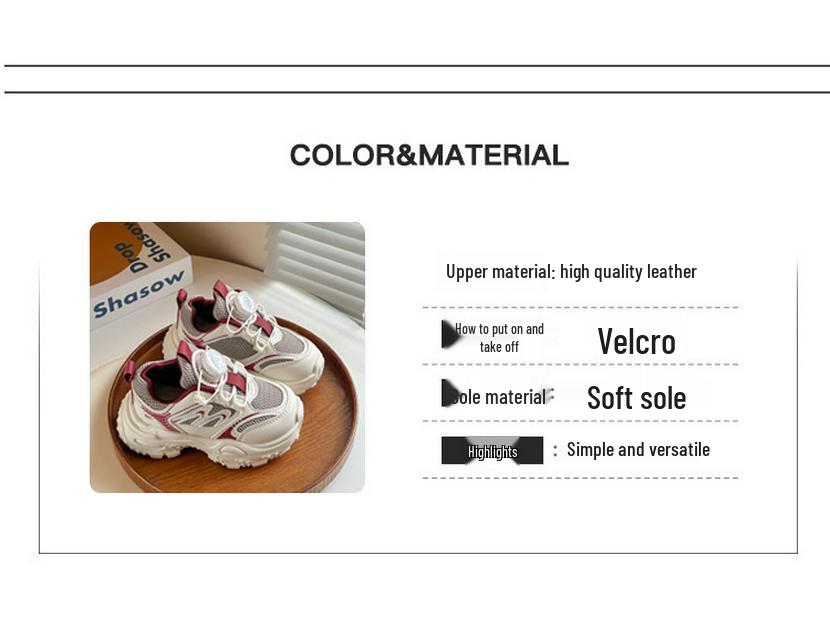Kids' Spring & Autumn 2026 Breathable Lightweight Running Sneakers - Boys' and Girls' Casual Sports Shoes