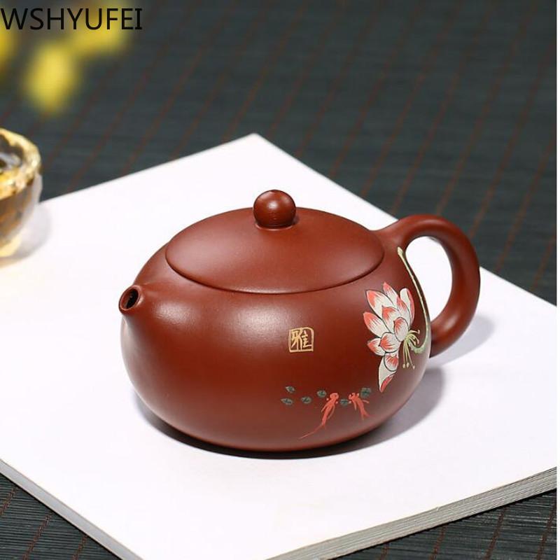 Yixing-Teekanne aus lila Ton, Xishi-Teekanne, handgefertigter Wasserkocher, Teeset, authentisches chinesisches Teegeschirr, 188 Kugellöcher, Filter, 250 ml