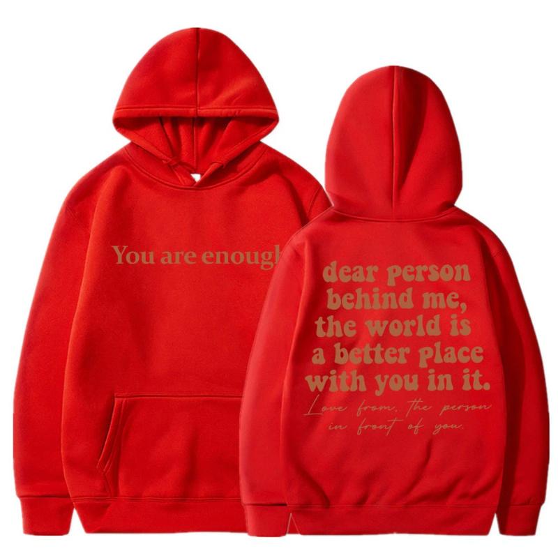 Liebe Person hinter mir Du bist genug Hoodie Mode Hip Hop Herren Damen Langarm Oversize Winter Fleece Freizeit Trainingsanzug Geschenke