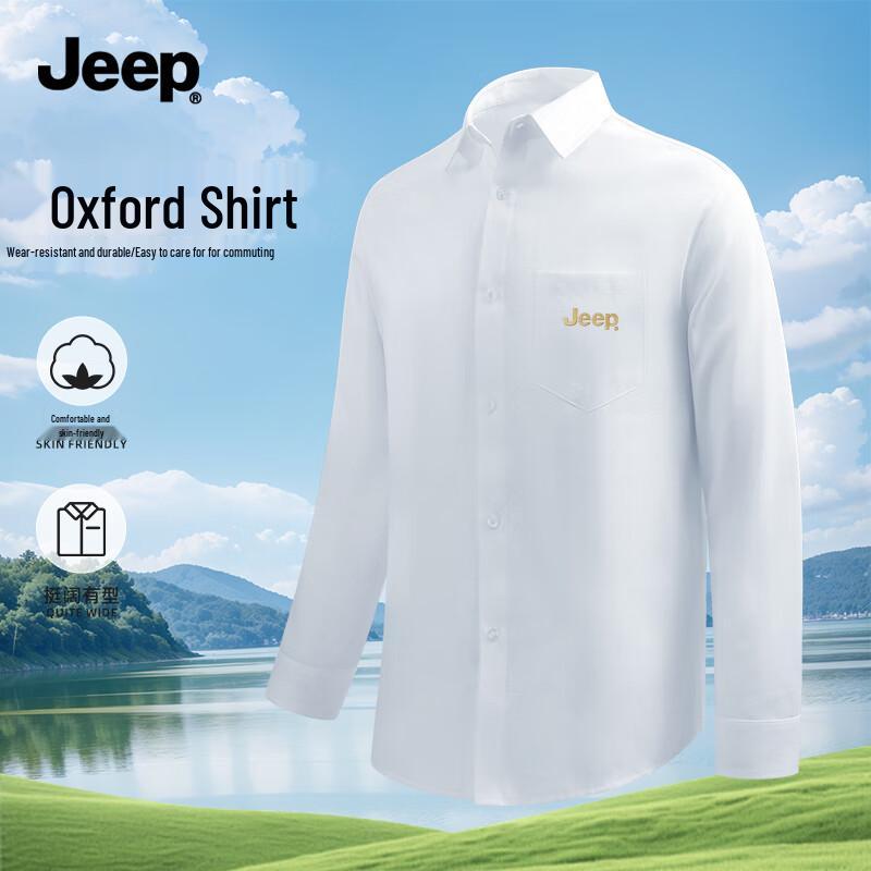 JEEP Men's Autumn Wrinkle-Free Oxford Casual Long-Sleeve Shirt