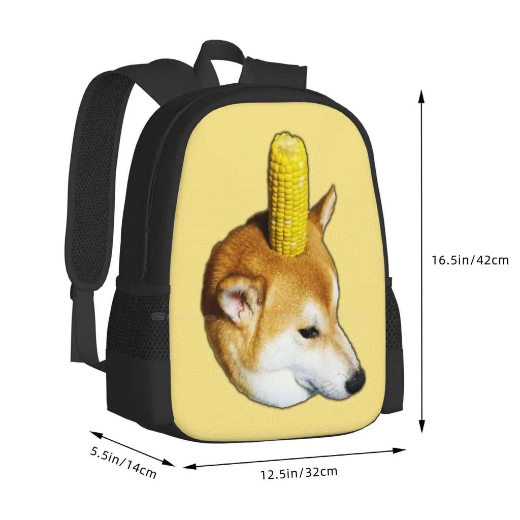 Corn Shibe Doggo Bag Backpack For Men Women Girls Teenage Corn Doggo Corndog Corn Shibe Corn Shiba Inu Shiba Inu With Corn