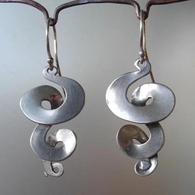 Triple Curl Drop Earrings - Silver Color Snake Earring