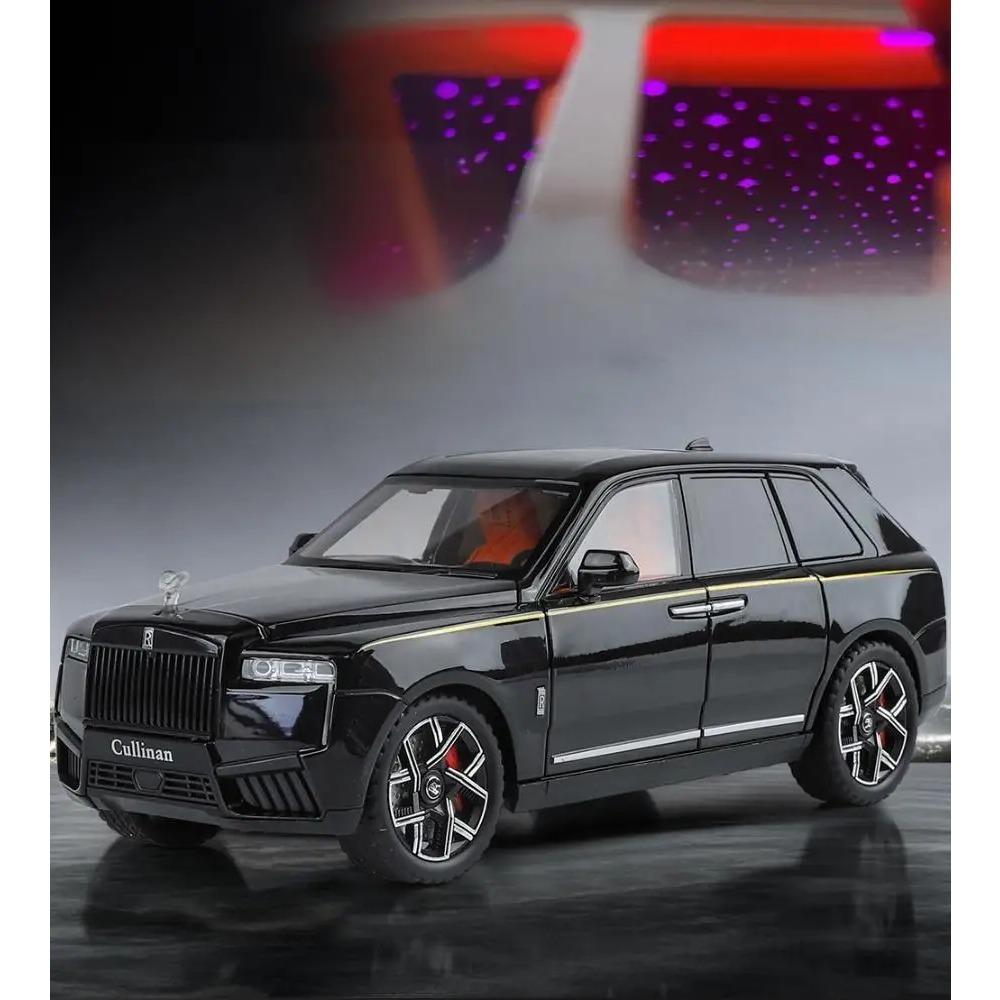 1/24 Rolls Royce Cullinan SUV Alloy Diecast Model Metal Vehicle Ornament Front Wheel Steering Pull Back Toy Trendy Gift for Boys