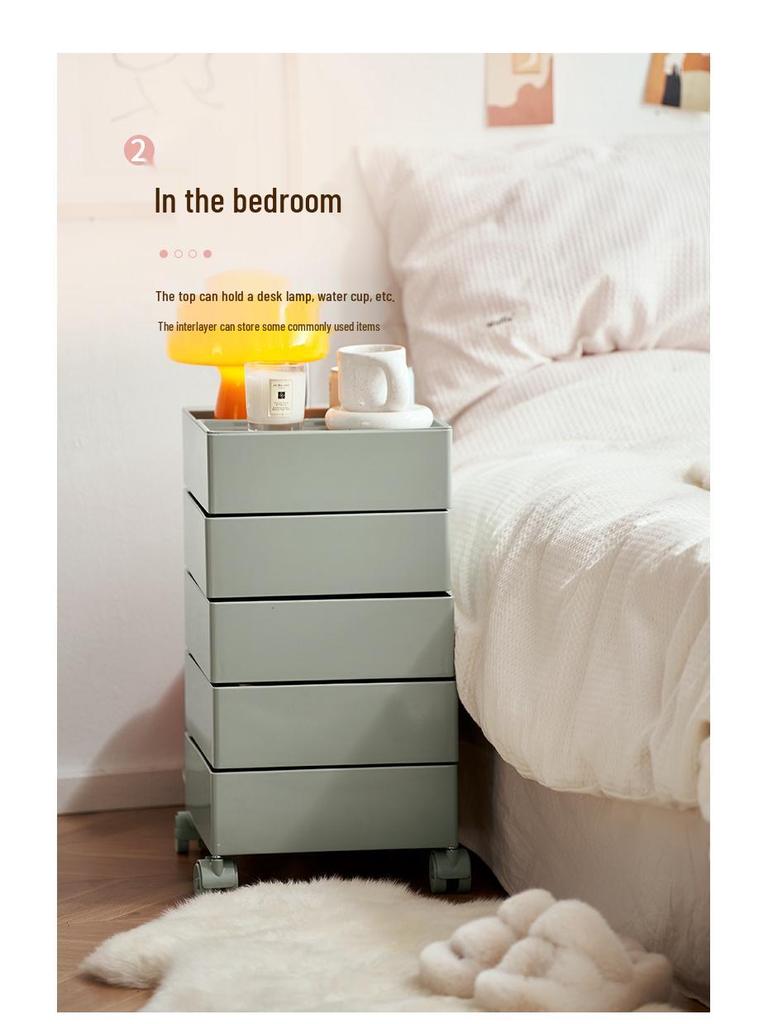 Nordischer rotierender Aufbewahrungsschrank: Verstellbarer Nachttisch & Kosmetik-Organizer