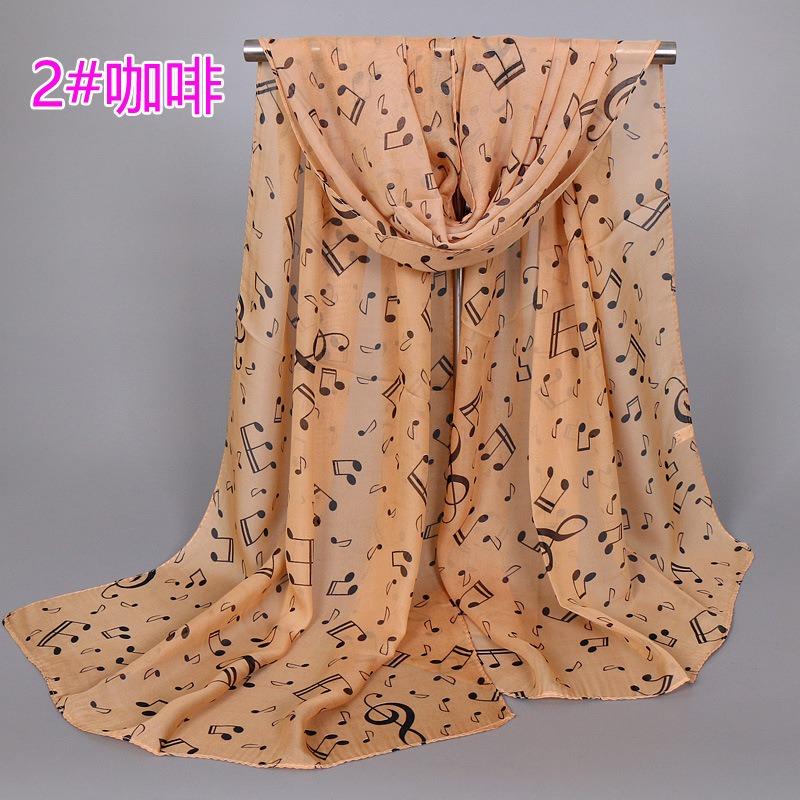 Chiffon women's sunscreen silk scarf, new music symbol women's fashion long scarf, elegant