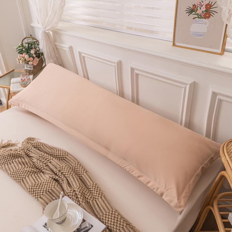 Washable Cotton Long Pillowcase 48x150cm - Single Piece Cover for Double Pillow Core