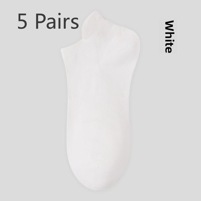 5 Pairs Women's Spring and Summer Antibacterial Breathable Anti-pilling Women's Boat Socks Casual Tight-woven Boneless Women's Socks