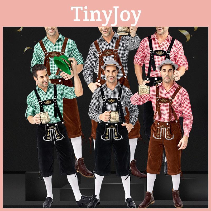 German Traditional Oktoberfest Clothing Stage Costume For Men With Stylish Plaid Shirt