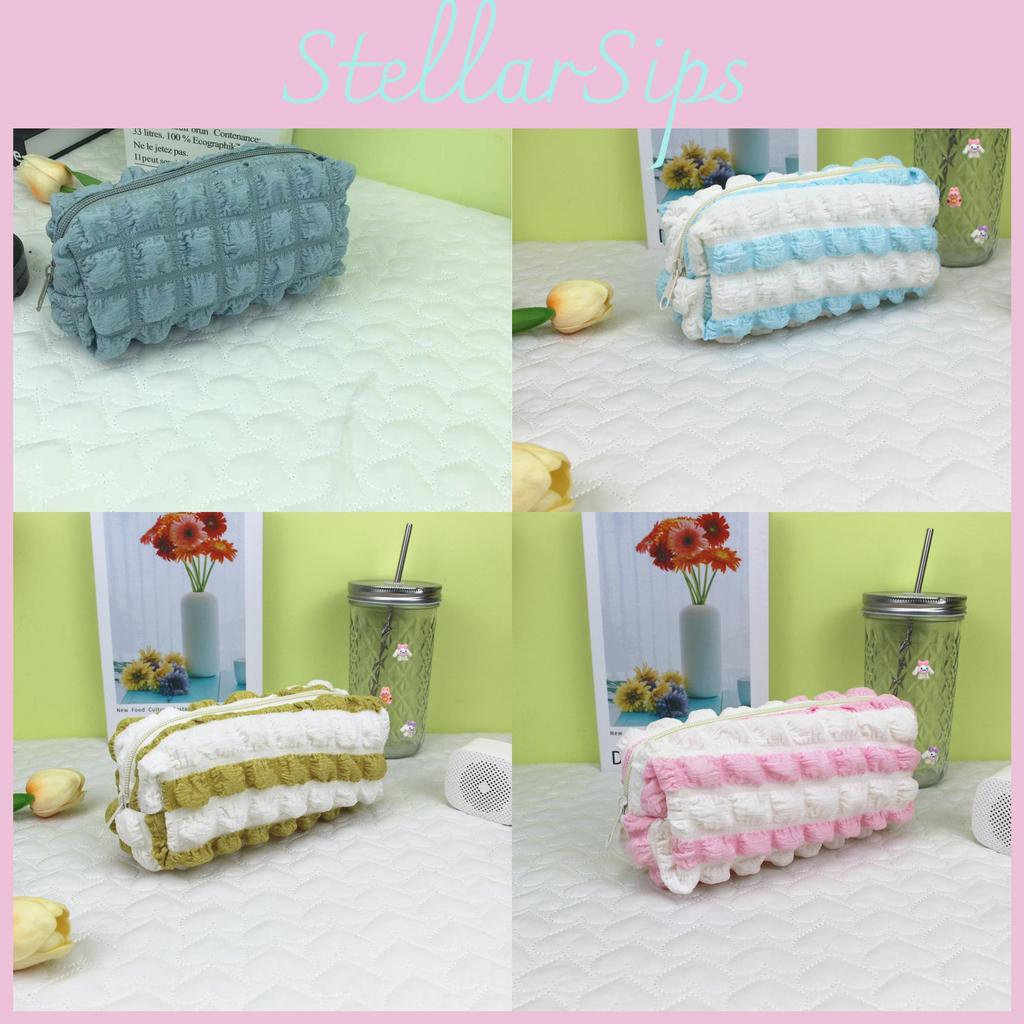 Pencil Lattice Case Cosmetic Bag With Soft Fabric High Storage Capacity Gift