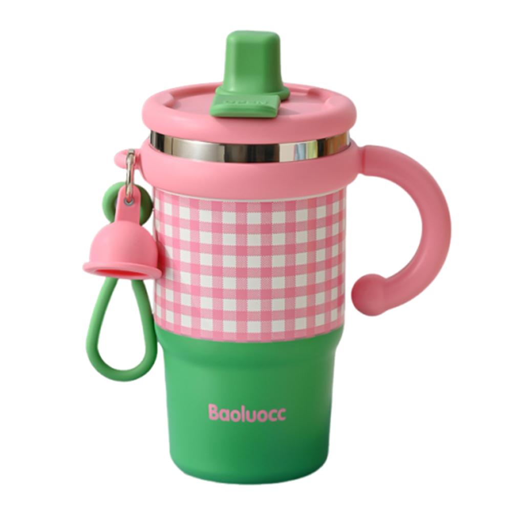 Cute Thermal Water Bottle 600ml Drinking Straw Cup Coffee Tumbler with Handle Kitchen Supplies