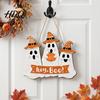 Scary Halloween Signs Black Cat Ghost Door Sign Decorative Plaque Wooden Hanging Sign Vintage Rustic Decor with Jute Rope Seasonal Wall Art Hanger