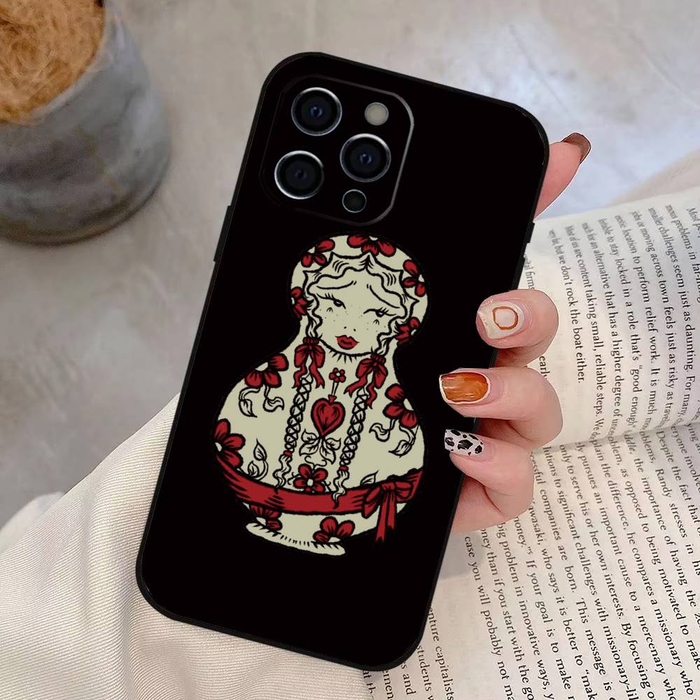 Russian Dolls Matryoshka Phone Case For iPhone 17, 16,15,14,13,12,11 Plus,Pro Max, Others Soft Black Cover