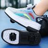 Boys /Youth Roller Skates Shoes Removable Flat Shoes Tow Wheels Girls Roller Skates Sneakers for Kids