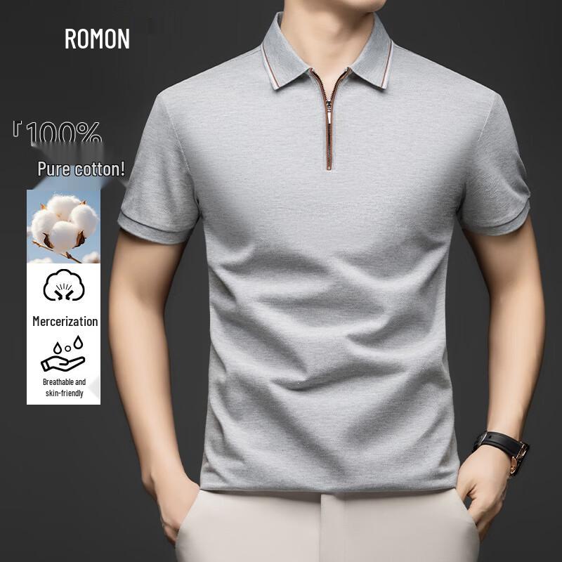 

Romon Men s 100% Cotton Business Casual Polo Shirt M
