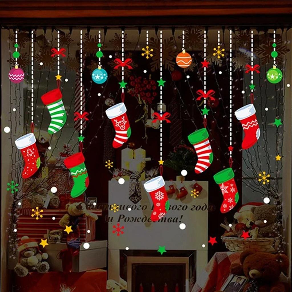 Christmas Wall Window Stickers Marry Christmas Decoration For Home 2025 Christmas Ornaments Xmas Navidad Gift New Year 2025