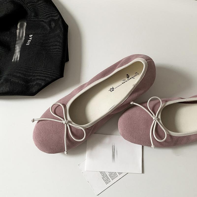 Новая всесезонная женская обувь из овчины, женская обувь, повседневная однотонная удобная мягкая кожаная одинарная обувь, женская всесезонная обувь, ленивая обувь 34 розовый