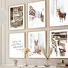 Snow Mountain Deer Squirrel Sheep Pine Leaf Road Wall Art Canvas Painting Posters And Prints Wall Pictures For Living Room Decor