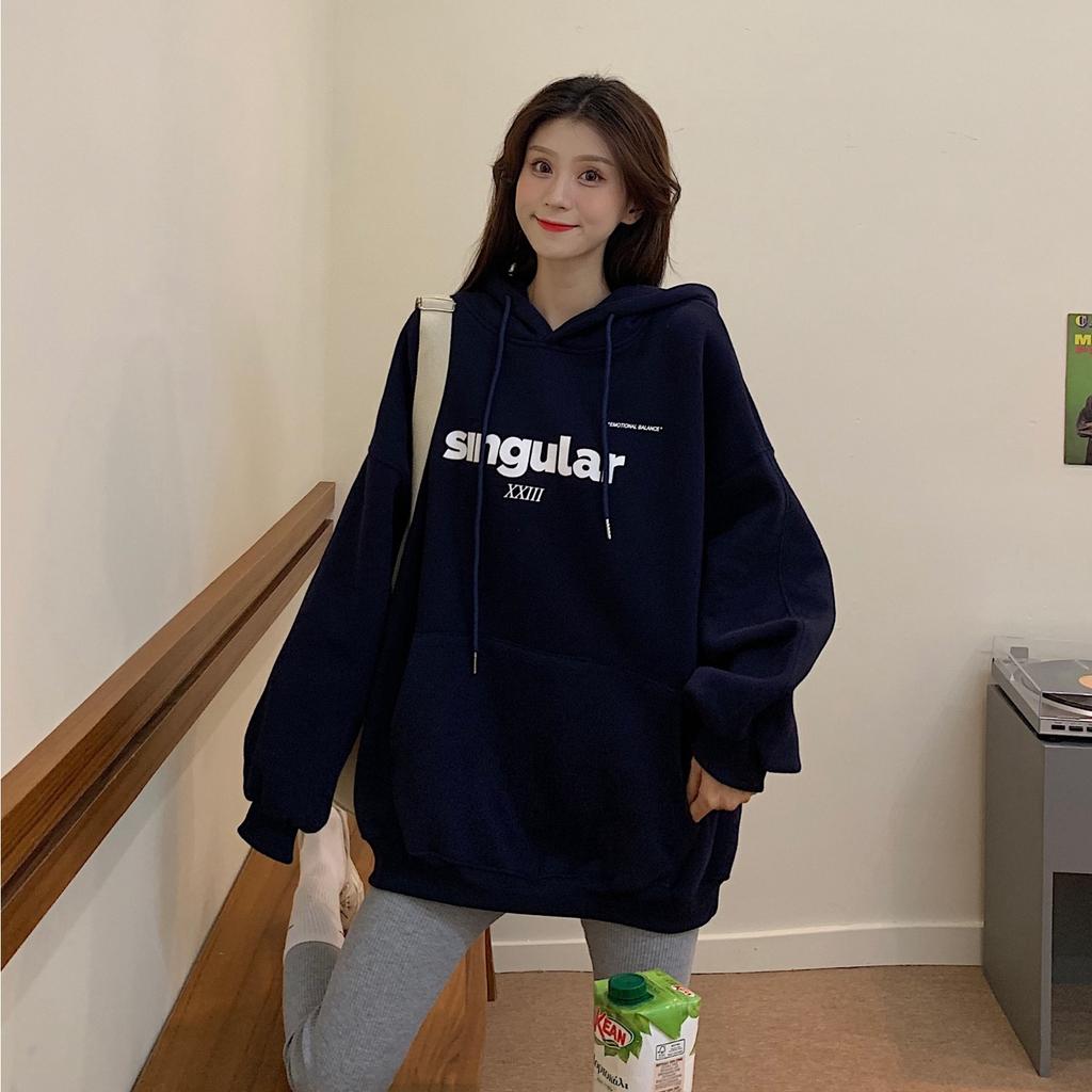 Women's Hooded Long Sleeve Oversized Sweatshirt Loose Fit Casual Pullover Top