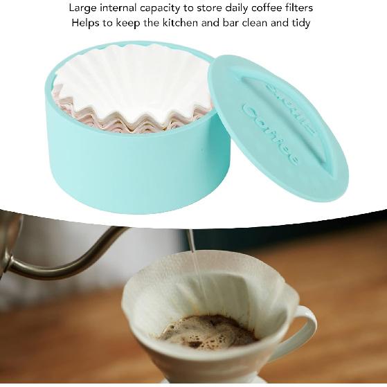 Coffee Filter Holder Reusable Coffee Filter Storage Container with Lid Coffee Basket Used for Family Coffee Counter (Mint Green)