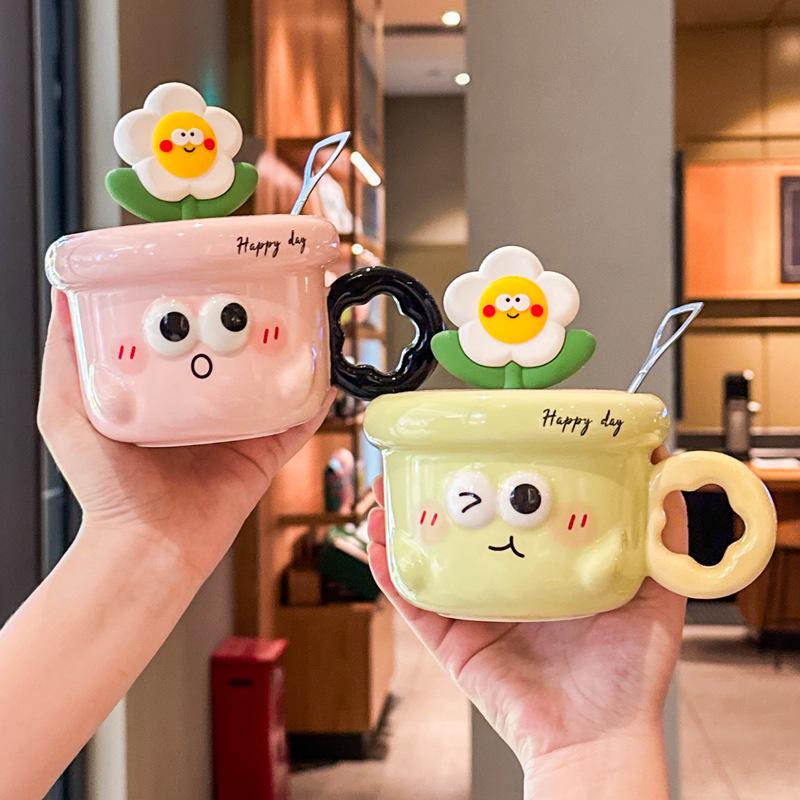 Girl's heart cute flower cup for girl's birthday gift high-value ceramic mug souvenir gift box