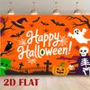 2D Planar Background Banner - Halloween Pumpkin Ghost Pattern Background Fabric, Party Supplies, Photography Background