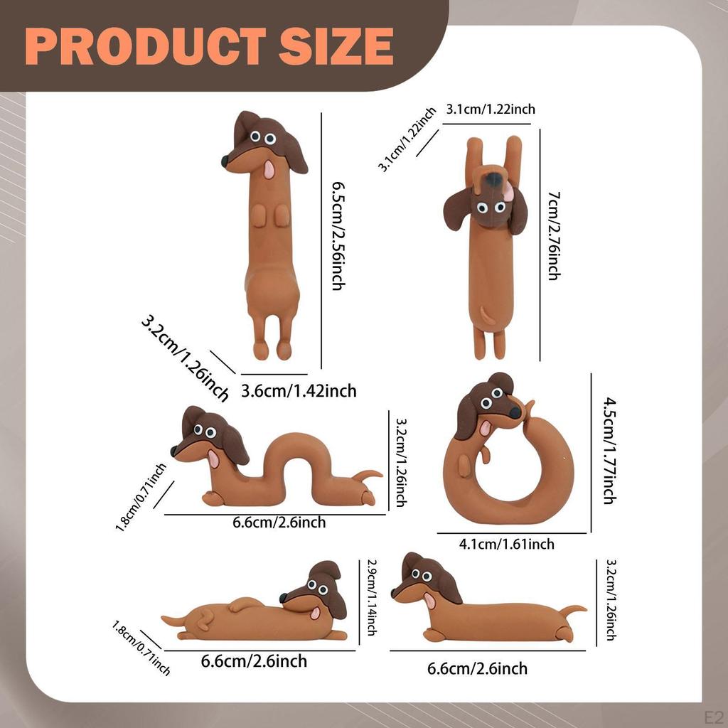 6 Pieces Dachshund Dog Figurine Car Interior Accessories Collection Creative Computer Decor for