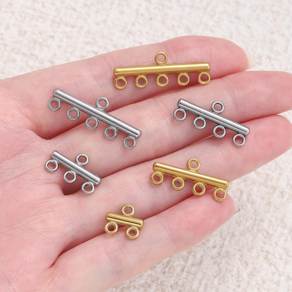 5pcs 2-5 Strands Stainless Steel Multi-Hole Layer Clasps Pendant Connector for DIY Necklace Bracelet Jewelry Making Findings