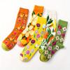 5 Paar Socken mit Blumendruck, Bequeme & Atmungsaktive Mid-Tube-Socken, Damenstrümpfe & Strumpfwaren