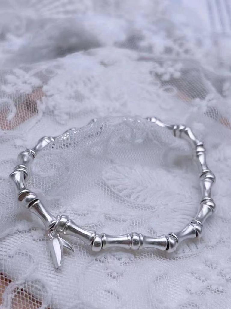 999 Sterling Silver Bamboo Joint Bracelet - Essential Niche Design for Little Fairies