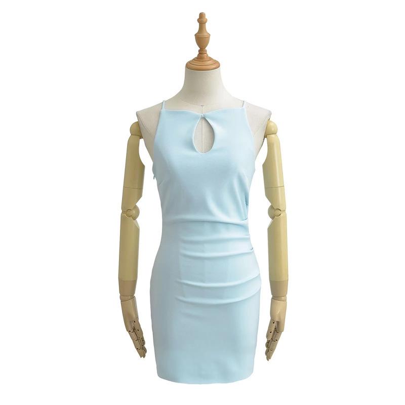 Retro Slim Off-the-Shoulder Pleated Bodycon Mini Dress