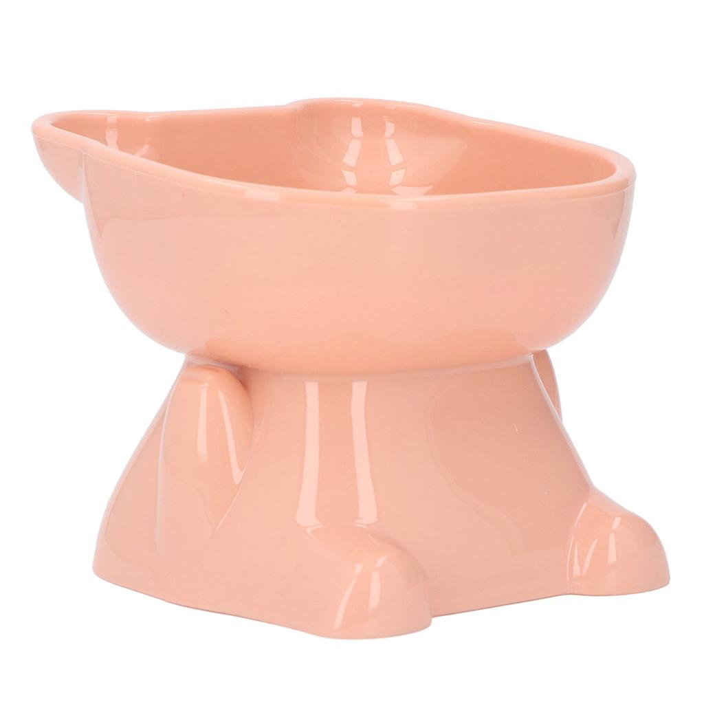 Raised Pet Bowl Prevent Tipping Cartoon Shape Plastic Elevated Cat Bowl for Water Food Pink