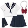 Sailor Uniform Cosplay Set White with Three Stripes High School Girl JK JC Cute Miniskirt Halloween Party School Uniform School Festival Costume Navy