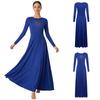 S-XXL Dámské liturgické lyrické taneční šaty Přední kamínky Dlouhý rukáv Kulatý výstřih Liniové maxi tuniky pro kostelní sbor, bohoslužby, modlitební akce