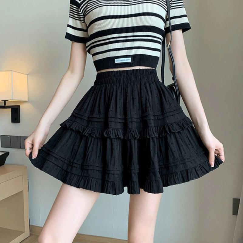 Fashion Trendy Sweet Cake Skirt For Women Summer 2024 New High-waisted Slimming Anti-exposure Fluffy A-line Skirt