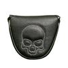 Golf Mallet Putter Cover Magnetic Closure Faux Leather Club Headcover with Skull Pattern for Woods Driver Fairway Hybrid