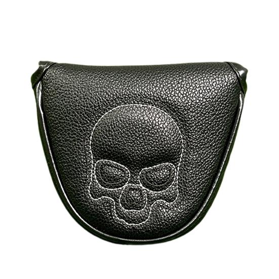 Golf Mallet Putter Cover Magnetic Closure Faux Leather Club Headcover with Skull Pattern for Woods Driver Fairway Hybrid