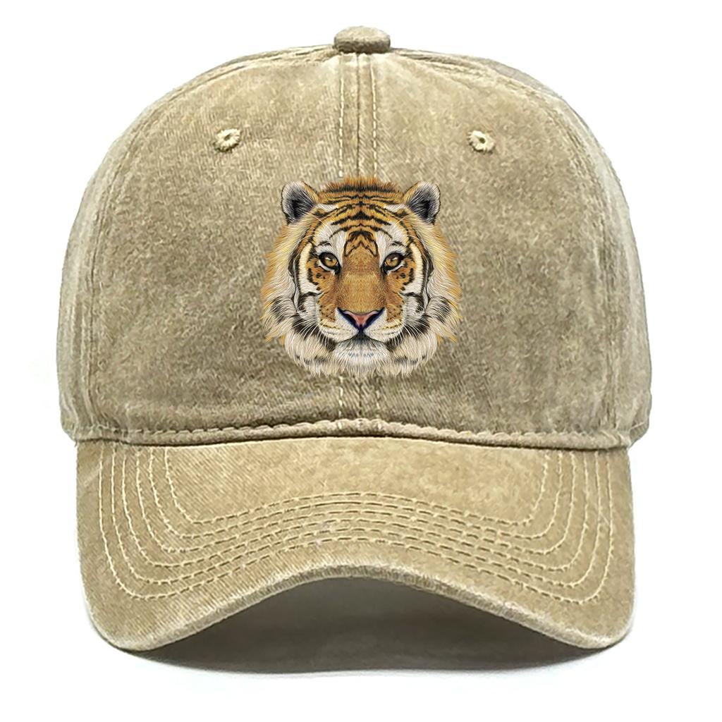 Tiger Head Print Adjustable Caps HD Animal Heads Man's Cap Casual Vintage-Inspired Snapback Baseball Hat One Size Fits All