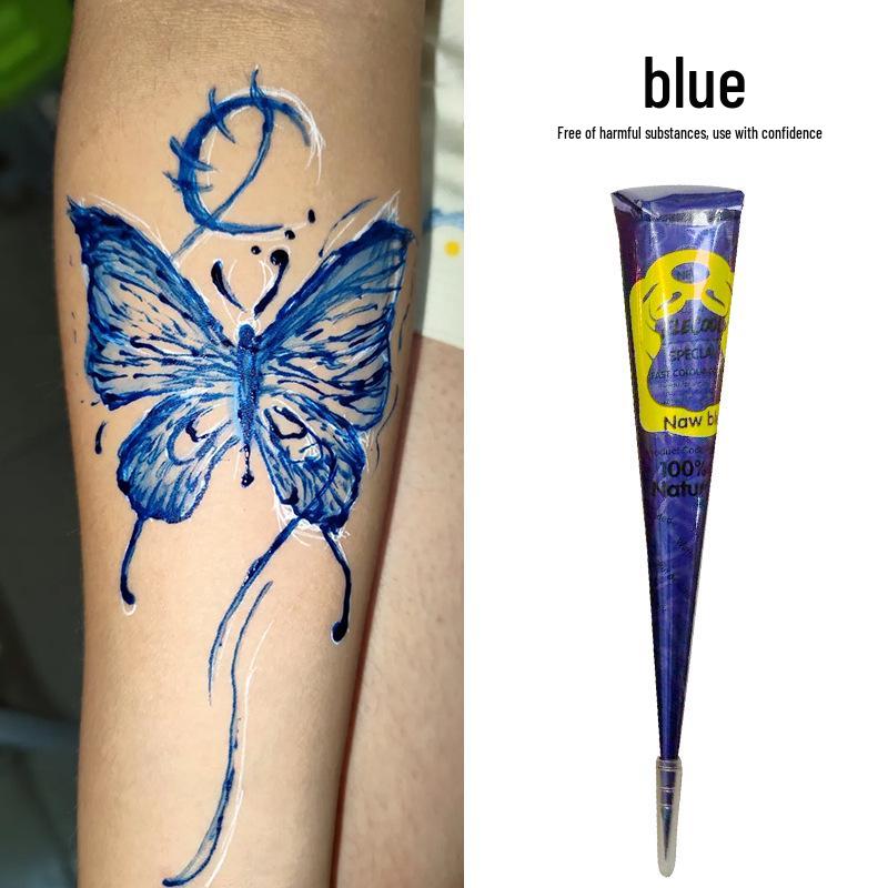 Henna Flower Tattoo Cream: Waterproof, Semi-Concealing, Hand-Painted Pigments